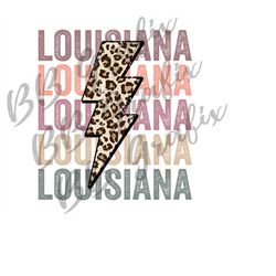 Digital Png File Louisiana Stacked Distressed Cheetah Leopard Bolt State Printable Waterslide T-Shirt Sublimation Design