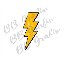 Digital Png File Yellow-Gold Distressed Lightning Bolt Clip Art Printable Waterslide Iron On T-Shirt Sublimation Design