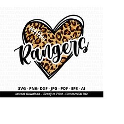 Rangers Leopard Heart SVG,Rangers Heart svg,Rangers svg,Love Rangers,Rangers Mascot svg,Rangers Cheer,Rangers Mom svg,Ra