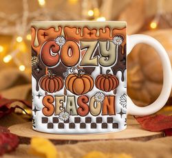 Cozy Season Fall Inflated Mug ,  Fall Coffee Puffy Mug ,  Puff Pumpkin Cozy Season 11oz 15oz Mug , Autumn Pumpkin
