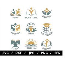 school logo sets illustration svg, university, college, education, learning center, school labels flat icon sets design