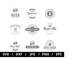 craft beer logo sets illustration svg, beer house, brewery, beer shop, hand made craft beer labels element emblems icon