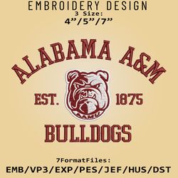 Alabama A&M Bulldogs embroidery design, NCAA Logo Embroidery Files, NCAA Alabama A&M, Machine Embroidery Pattern