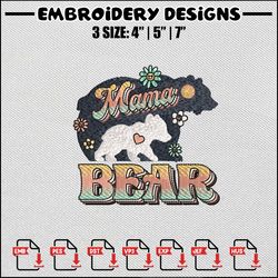 mama bear embroidery design, bear embroidery, mama bear design, embroidery file, embroidery shirt, digital download