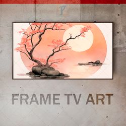 Samsung Frame TV Art Digital Download, Frame TV Art Japanese Culture, Traditional Painting, Sunrise, Oriental Style, Zen