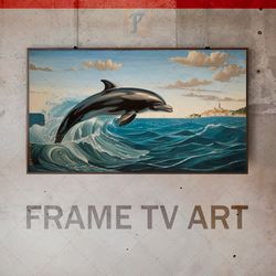 Samsung Frame TV Art Digital Download, Frame TV Renaissance Artwork , Frame TV Black Dolphin, Italian Renaissance, Oil