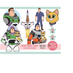 30 Lightyear SVG Layered Images,  30 Clipart PNG Instant Digital Download Buzz Lightyear Cat Sox cricut Party Decor, Cra