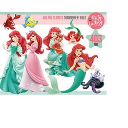 Little Mermaid PNG Clipart, Ariel Clipart, Little mermaid, Princess, Digital Download Letters Seashell Numbers