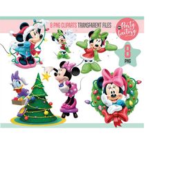 Minnie Mouse 8 PNG Christmas Clipart. Transparent Background, Instant Download. Happy Holidays