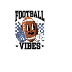 retro football png, football smiley face png, football sublimation design, football vibes png, retro game day football p