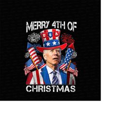 Biden Merry 4th Of Christmas Funny Biden Png, Joe Biden Png, Biden 4th Of July Png, American Flag Halloween Anti Joe Bid