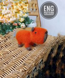 Amigurumi Capybara crochet pattern. Crochet capybara pattern. Stuffed capybara animal pattern. Orange capybara pattern