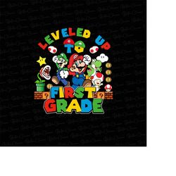 Leveled Up To 1st Grade Png, Back to School png for Gamers, 1st Day of School, First Grade Funny Gaming Png, Video Game