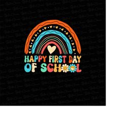 Happy First Day Of School Png bundle, Rainbow Back To School Groovy Png, Teacher Png, First Day Of School Png, Sublimati
