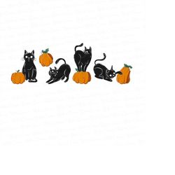 Black cat and pumpkin design PNG for printing, Cute Halloween pumpkin PNG for kids not too spooky halloween cat png