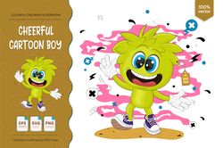 Cheerful cartoon boy & Poster.