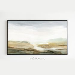 Samsung Frame TV Art Abstract Landscape - Misty Brown River Watercolor Minimalist Downloadable, Digital Download Art