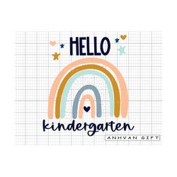 Hello Kindergarten Retro Rainbow SVG, Back To School Svg, First Day Of School, Kindergarten Team Svg, Teacher Gift, Hell