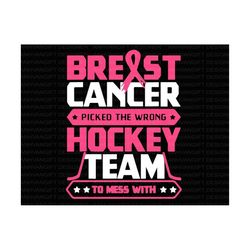 Breast Cancer Hockey Team Svg, Hockey Team Shirt, Breast Cancer Awareness Svg, Pink Ribbon Svg, Breast Cancer Awareness