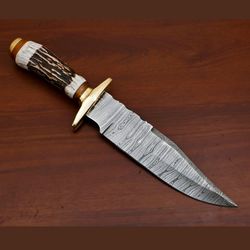 Rody Stan CUSTOM HAND FORGED DAMASCUS BLADE BOWIE HUNTING KNIFE CAMPING KNIFE