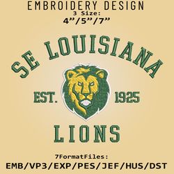 Southeastern Louisiana Lions embroidery design, NCAA Logo Embroidery Files, NCAA Lions, Machine Embroidery Pattern