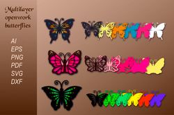 Multilayer openwork butterflies