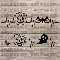 Pumpkin BooPumpkin Heartbeat Svg, DXF, PNG, PDF, Pumpkin Svg, Cute Ghost Svg, Spooky Svg, Eps, Dxf, Png