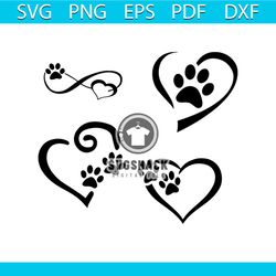 4 Designs Heart And Paws Lovers Svg