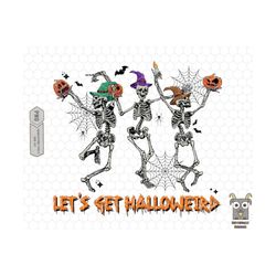 Let's Get Halloween png, Happy Halloween png, Funny Skeleton png,  Dance Skeleton png, Skull, Skeleton, pumpkins, autumn