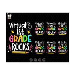 Virtual 1st Grade Rocks Svg, Back To School Svg Bundle, Retro Teacher Svg, 1st Day Of School Svg, School Vibes Svg, 2nd