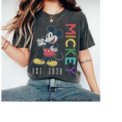Disney Mickey Mouse Est 1928 Rainbow Lettering T-Shirt Disneyland Family Matching Shirt, Magic Kingdom Tee, WDW Epcot Th