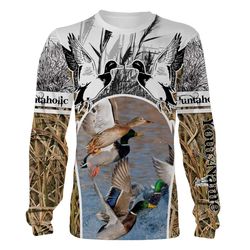 Duck hunting Huntaholic Duck Waterfowl camo custom Name 3D All over print Hoodie, Sweatshirt, Long sleeve &8211 Personal