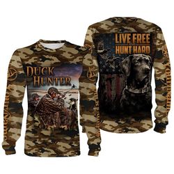 Duck hunting Live Free and Hunt Hard Custom Name 3D All over print Shirts, Face shield &8211 Personalized hunting gifts