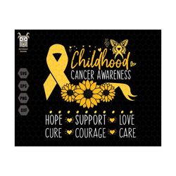 Childhood Cancer Awareness Svg, Hope Support Love Svg, Cure Courage Care Svg, Gold Ribbon Png, Trendy Quotes Svg, Septem