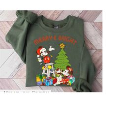 Cute Merry And Bright Mickey And Minnie Christmas Lights Shirt, Mickey's Very Merry Christmas 2023 Shirt,Disneyland Chri