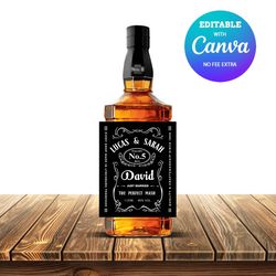 jack daniel's bottle label template, wedding whisky bottle label editable printable instant download