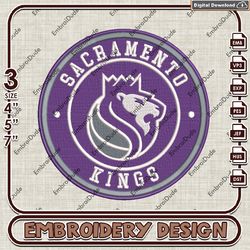 NBA Sacramento Kings Logo Embroidery Design, NBA Embroidery Files, NBA Sacramento Kings Embroidery, Machine Embroidery
