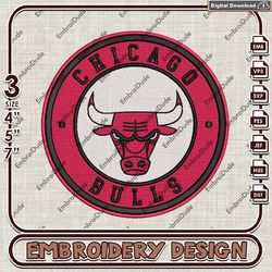 NBA Chicago Bulls Logo Embroidery Design, NBA Embroidery Files, NBA Chicago Bulls Embroidery, Machine Embroidery
