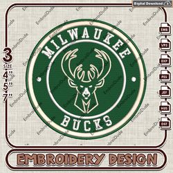 NBA Milwaukee Bucks Logo Embroidery Design, NBA Embroidery Files, NBA Milwaukee Bucks Embroidery, Machine Embroidery