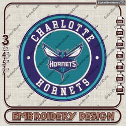 NBA Charlotte Hornets Logo Embroidery Design, NBA Embroidery Files, NBA Charlotte Hornets Embroidery, Machine Embroidery