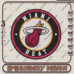 NBA Miami Heat Logo Embroidery Design, NBA Embroidery Files, NBA Miami Heat Embroidery, Machine Embroidery