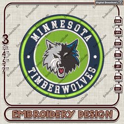 NBA Minnesota Timberwolves Logo Embroidery Design, NBA Embroidery Files, NBA Timberwolves Embroidery, Machine Embroidery