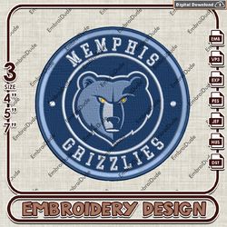 NBA Memphis Grizzlies Logo Embroidery Design, NBA Embroidery Files, NBA Memphis Grizzlies Embroidery, Machine Embroidery