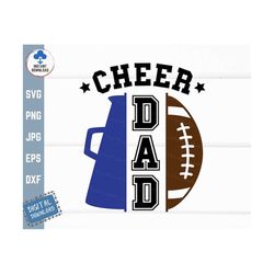 football cheer dad svg, megaphone cheerleader dad svg, proud cheer dad svg, football family shirt svg, dad of both footb