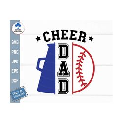 Baseball Cheer Dad Svg, Megaphone Cheerleader Dad Svg, Proud Cheer Dad Svg, Baseball Family Shirt Svg, Dad of Both Baseb