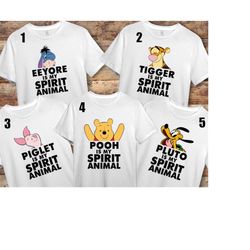 Disney Winnie The Pooh Pluto Eeyore Piglet Tigger My Spirit Animal T-shirt, Disneyland Family Matching Shirt, WDW Epcot
