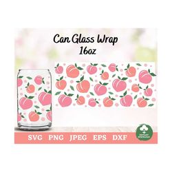 peach can glass wrap svg, peach pattern can glass svg, peach fruit beer can svg, peach full wrap can glass svg, can glas