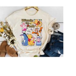 Disney Winnie The Pooh Characters Flowers T-Shirt, Disney Pooh Eeyore Tigger Piglet Shirt, WDW Matching Family Shirts, M