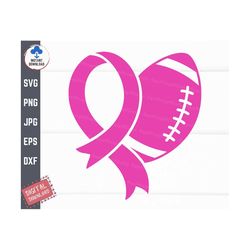 Football Heart Breast Cancer Ribbon Svg, Breast Cancer Heart Ribbon Football Svg, Breast Cancer Awareness Svg, Football