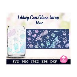 mermaid can glass wrap svg, mermaid tail coffee glass wrap svg, under the sea libbey 16oz can shaped glass svg, mermaid